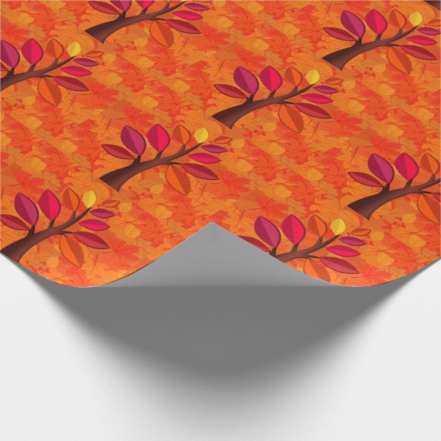 Papier Cadeau Automne moderne avec rose et oranger (Coin)