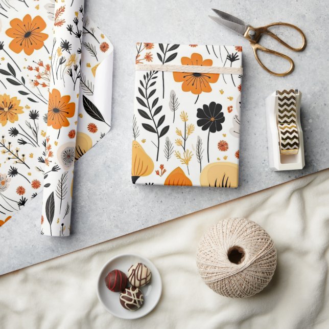 Papier Cadeau Automne Moderne Boho Automne Botanique Floral (Artisanat)