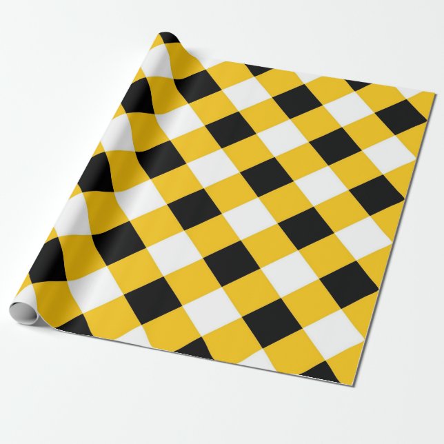 Papier Cadeau Automne Motif noir jaune et blanc (Déroulé)