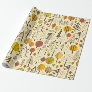 Papier Cadeau Automne. Motif sans couture avec forêt, dos d'auto