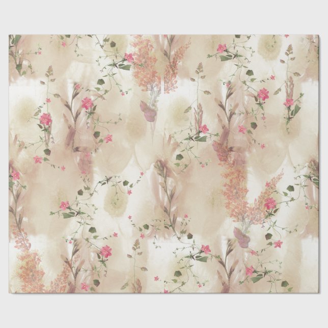 Papier Cadeau Automne Neutre Toné Élégant thème botanique (Couture)