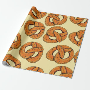 Papier Cadeau Automne sans couture motif avec bretzels, octobre 