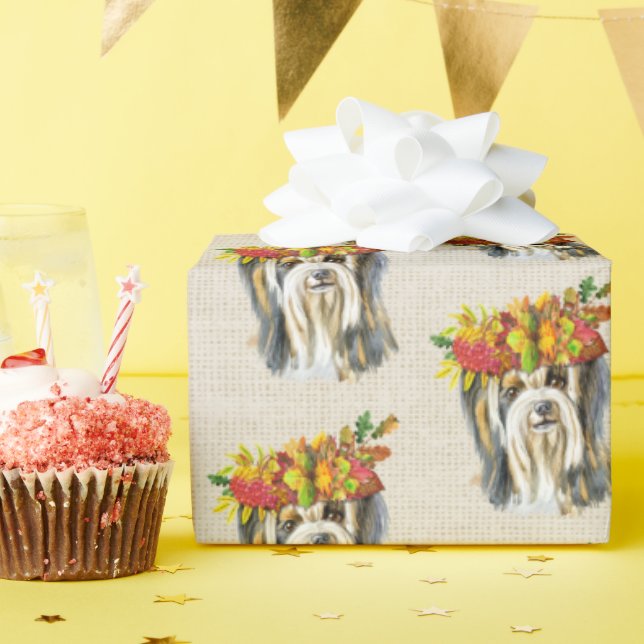Papier Cadeau Automne Yorkshire Terrier (Fête d'anniversaire)