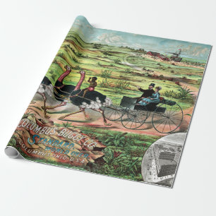 Papier Cadeau Autruche d'Australien de Vintage Columbus Buggy