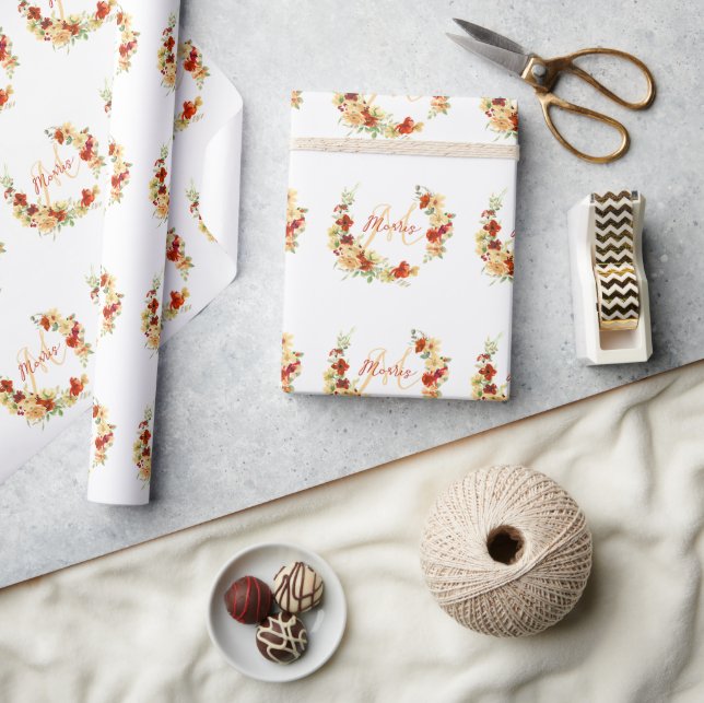 Papier Cadeau Autumn floral personnalisée (Artisanat)