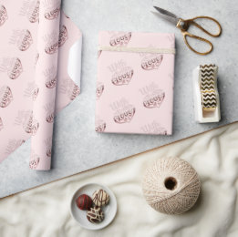 Papier Cadeau Avec amour Valentine rose coeur or rose