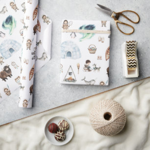 Papier Cadeau Aventure Arctique Aurores Boréales