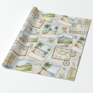 Papier Cadeau Aventure de la poste aérienne vintage (1)