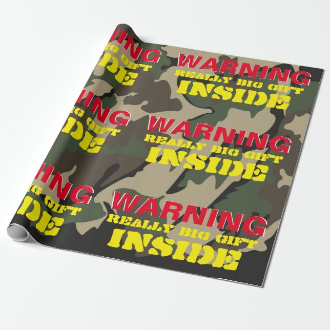 Papier Cadeau AVERTISSEMENT VRAIMENT Gros Papier Enveloppant Cad (Déroulé)