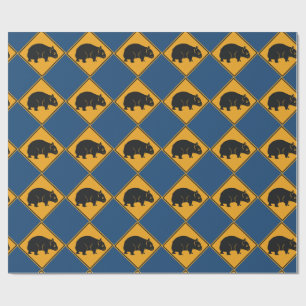 Papier Cadeau Avertissement Wombat Crossing