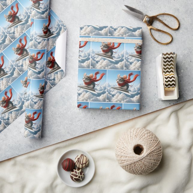 Papier Cadeau Aviateur Souris Piloter un avion en papier (Artisanat)