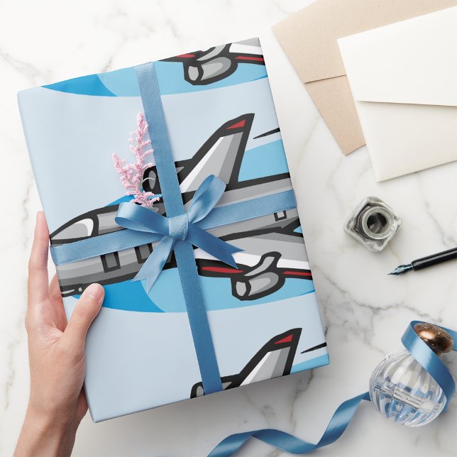 Papier Cadeau Avion à réaction pour les fans d'aviation (Créateur téléchargé)