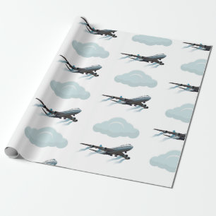 Papier Cadeau Avion. Jumbo jet.