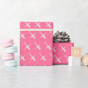 Papier Cadeau Avion sur Rosy Pink