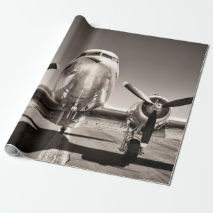 Papier Cadeau Avion vintage sur piste