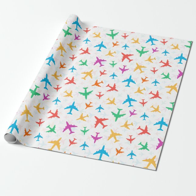 Papier Cadeau Avions colorés (Déroulé)