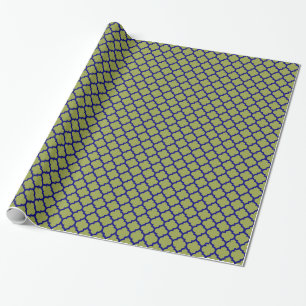 Papier Cadeau Avocat Bleu marine Motif Quatrefoil Marocain #5