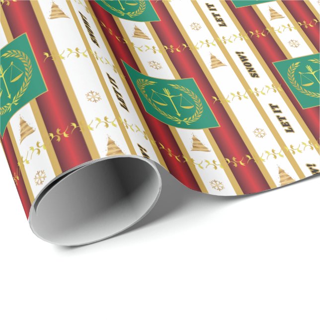 Papier Cadeau Avocat Noël - Let It Snow Scales Justice (Coin rond)