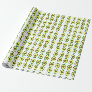 Papier Cadeau Avocat vert tranché sur blanc