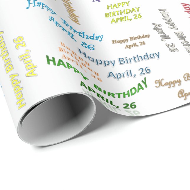 Papier Cadeau Avril, 26 Anniversaire Cadeau Papier (Coin rond)
