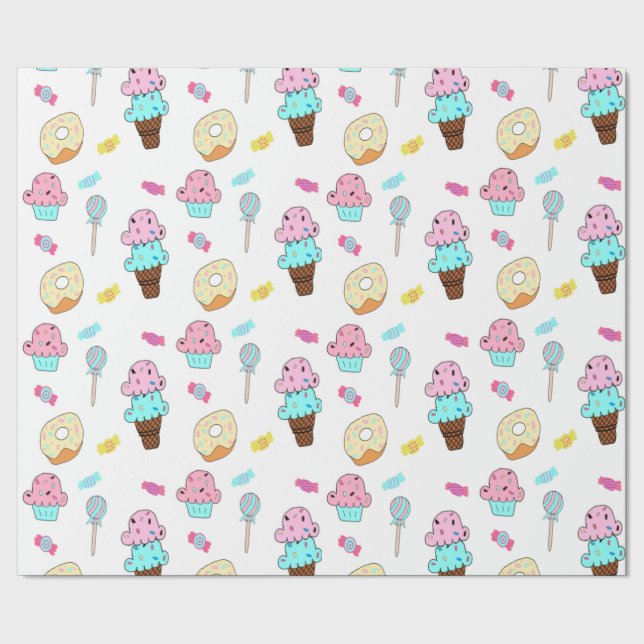 Papier Cadeau Avryl Fleur's Cute Ice Cream Cone Cupcake Donut (Couture)