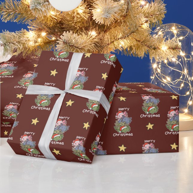 Papier Cadeau Axolotl Arbre de Noël Animaux de Noël Axolotls (Vacances)