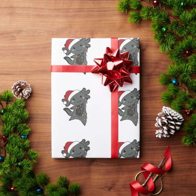 Papier Cadeau Axolotl Joyeux Noël Animaux d'hiver Axolotls (Cadeau de vacances)