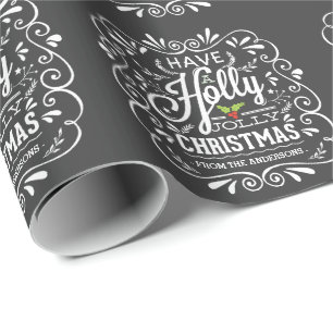Papier Cadeau Ayez des vacances gaies de tableau de Noël de hou