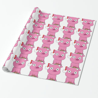 Papier Cadeau Ayez Noël rose de végétalien de porc