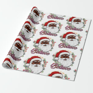 Papier Cadeau Ayez Un Melanin Noël Noir Père Noël