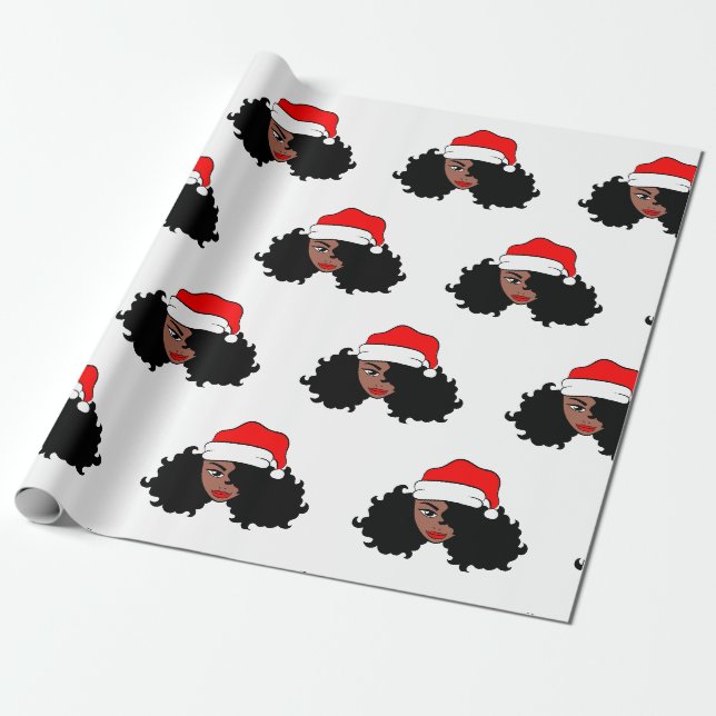 Papier Cadeau Ayez Un Melanin Noël Noir Père Noël (Déroulé)