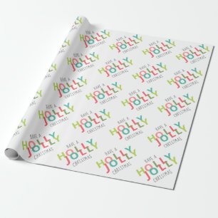 Papier Cadeau Ayez un Noël Holly Jolly Coloré