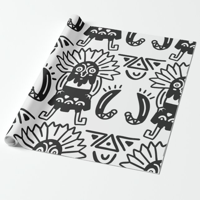 Papier Cadeau Aztec Art - Motif Lizard (Déroulé)