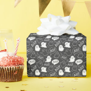 Papier Cadeau B&W Cute Doodle Halloween Motif