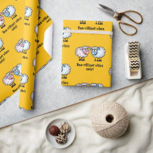 Papier Cadeau Baa-rilliant - Paire de moutons de dessin animé mi