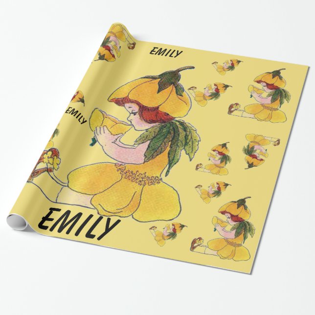 Papier Cadeau Babcup Flower Child Funny Cute Little Girl (Déroulé)
