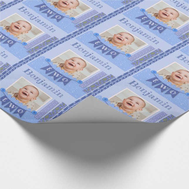 Papier Cadeau Baby Boy 2e anniversaire Blue Scrapbooking (Coin)