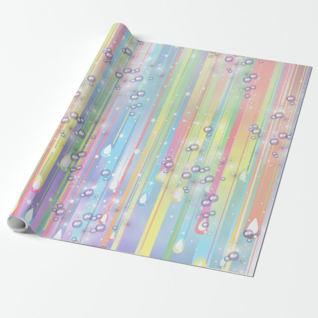 Papier Cadeau Baby Boy arc-en-ciel Baby shower de bulles (Déroulé)