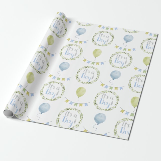 Papier Cadeau Baby Boy C’est un garçon Douche Wrapper Papier (Déroulé)