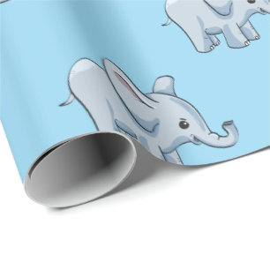 Papier Cadeau Baby Boy Elephants motif, dessins animés animaux 