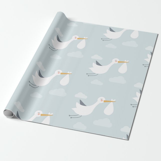 Papier Cadeau Baby Boy Nouveau-né Douche Sralk Bundle de Joy  (Déroulé)