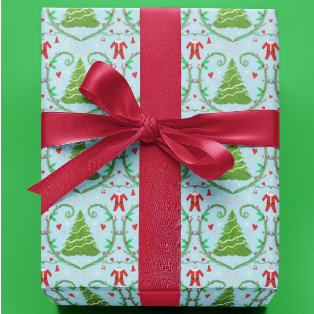Papier Cadeau Baby Boy Père Noël Outfit Christmas Tree Motif (Créateur téléchargé)