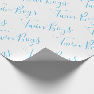 Papier Cadeau Baby Boy Script Blue Twin Boys Baby