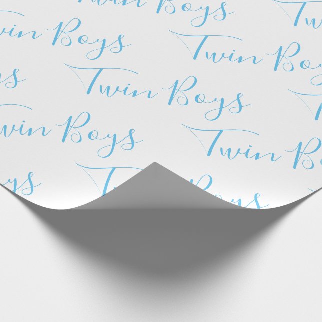 Papier Cadeau Baby Boy Script Blue Twin Boys Baby (Coin)