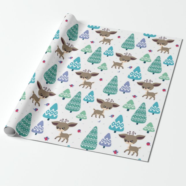 Papier Cadeau Baby Christmas Deer (Déroulé)