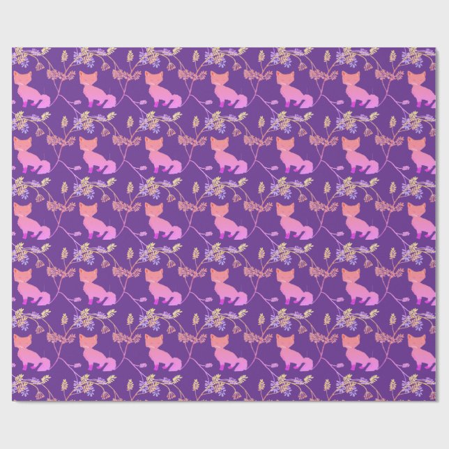 Papier Cadeau Baby Fox Night Violet (Plat)