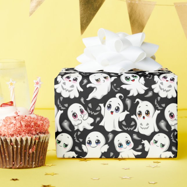 Papier Cadeau Baby Ghosts Éffrayant mignon Halloween humeur (Fête d'anniversaire)