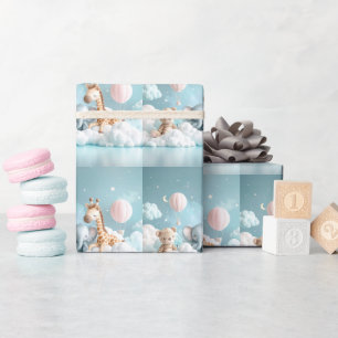 Papier Cadeau Baby Giraffe avec tous ses amis