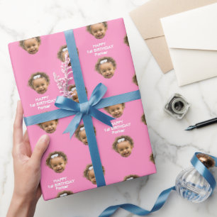 Papier Cadeau Baby Girl 1st Birthday Kids Photo personnalisée
