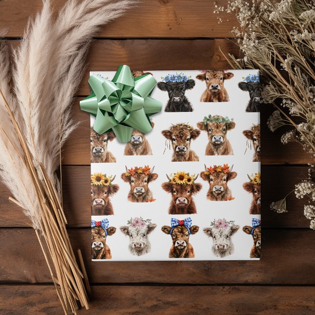 Papier Cadeau Baby Highland Cows Douche Anniversaire (Créateur téléchargé)